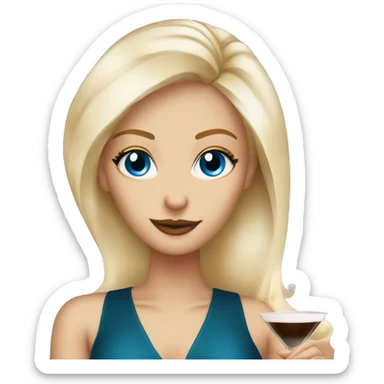 blonde blue eyed girl with espresso martini  sticker