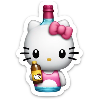 Hello kitty sobbing tears with alcohol hello kitty sticker