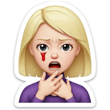 girl chocking herself angry crying  sticker