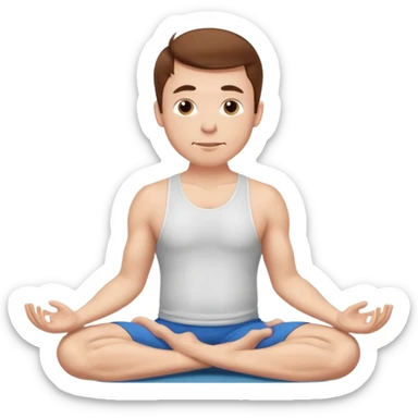 Adult man with short brown hair doing cow position yoga sticker