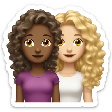 Blonde curly hair girl and brunette wavy hair girl  sticker