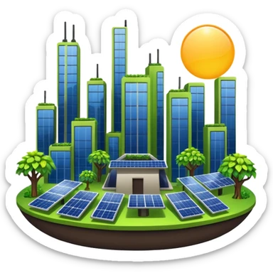 Solar punk city sticker
