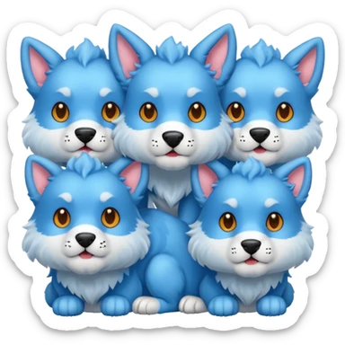 cute blue cerberus (one body, 3 heads) sticker