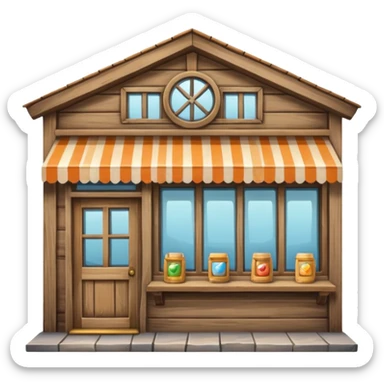 small shop, front facing sticker
