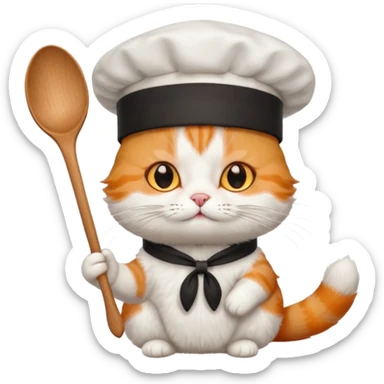 Cat with chef het and with spoon sticker