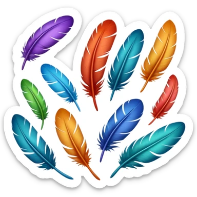 Different colored feathers floating ￼ sticker