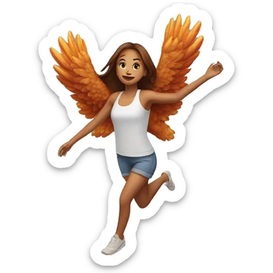 a girl flying with two bbq chicken wings on her back sticker