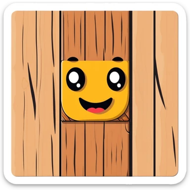 piece of wood with a friendly face, carved or natural sticker