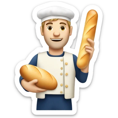 White French man holding a baguette and cheese  sticker