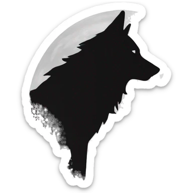 B&w siluet of the Wolf in the forrest and moon sticker