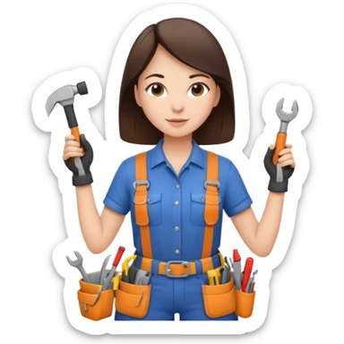 brunette girl renovating her apartment sticker