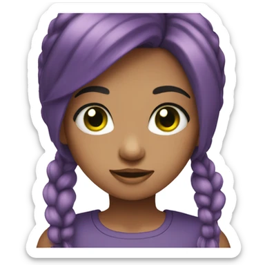 girl with purple hair and green eyes sticker