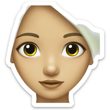 Niña de color de piel blanca ojos verdes pelo liso sticker