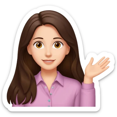 happy long haired brunette girl hazel eyes in light pink watching seinfeld sticker