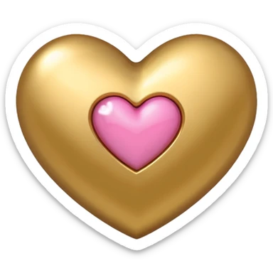 gold heart with one mini pink heart inside of it  sticker