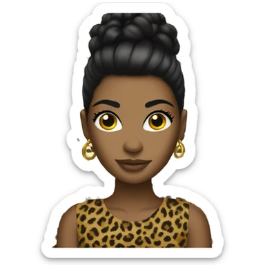 black hair diva leopard print sticker