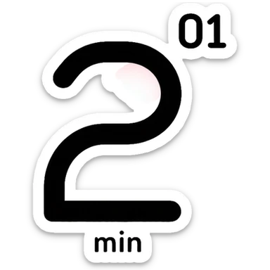 The number 2 with "min" indicator, like on a digital timer display sticker