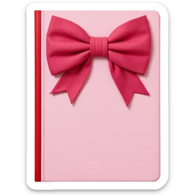 Junk journaling aesthetic book cover, tactile fabric textures, classic framing
Red yarn bow as focal point, soft shadows, calm pastel pink backdrop
Elegant, cozy, artistic, high-end print design sticker