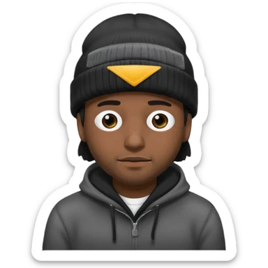 Hispanic man with black beanie hat that covers his eyes  sticker