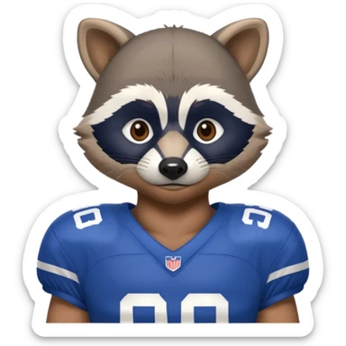american football player raccoon blue sticker