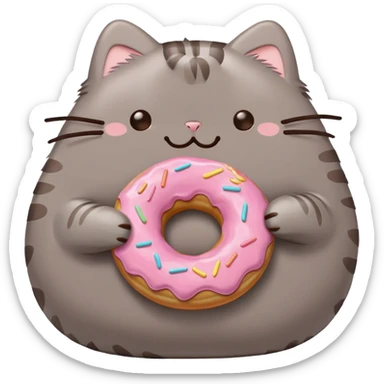pusheen with donut sticker
