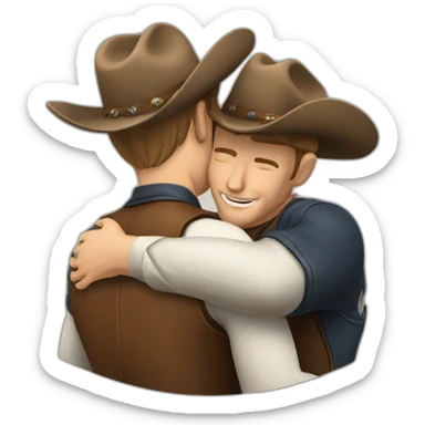 White male cowboys hug from behind sticker