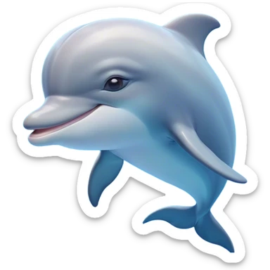 Cinematic Dreamy Dolphin Portrait Emoji, Floating serenely in a gentle sea of soft light, with a relaxed, streamlined body and half-closed, drowsy eyes that reflect a peaceful underwater lullaby, and a subtle, contented smile, Simplified yet irresistibly adorable features, highly detailed, glowing with a soft, dreamy aquatic radiance, high shine, calm and enchanting, stylized with an air of sleepy marine wonder, soft glowing outline, capturing the essence of a super cute dolphin that appears ready to drift into a sweet, soothing nap! sticker