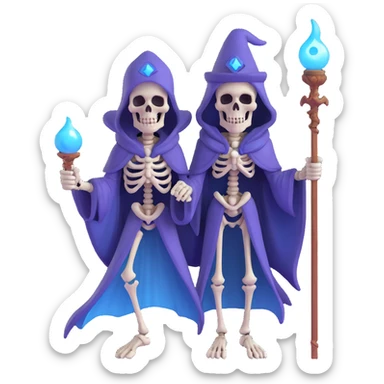 sinister skeletal lich mage with skull staff and dark magical aura sticker