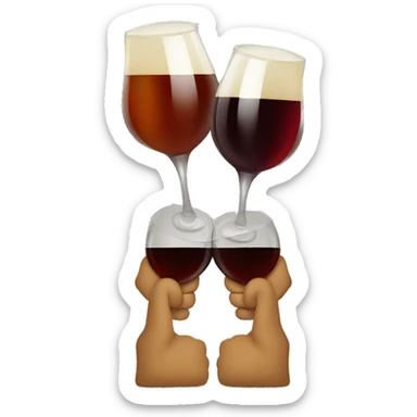 a glass of wine and a beer glass clinking together sticker