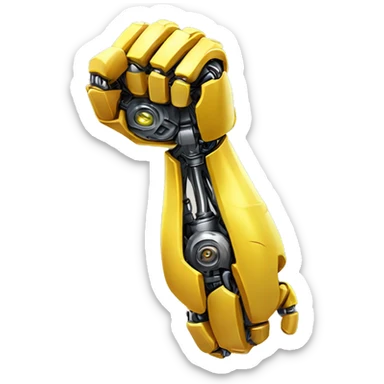 Yellow mechanical cyborg arm that’s flexing bicep sticker