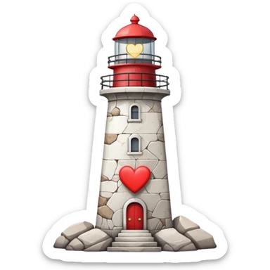 Lighthouse with heart on it sticker