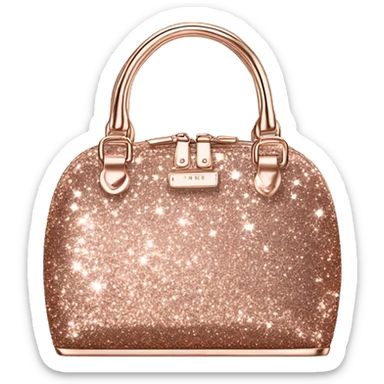 Realistic rose gold Sparkle glitter designer purse isolated.  sticker