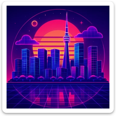 Create a retro 80's tron feel to this image  sticker