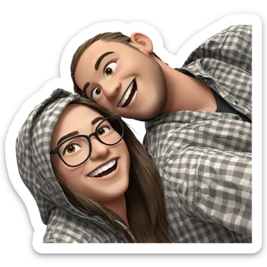 smiling boys with long hair sticker