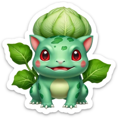 Bulbasaur with a green cabbage-like bulb on back  sticker