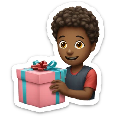 A kid opening a present  sticker