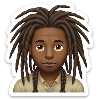 black man with dreads that look like he don’t care about nothing in the world and you can tell in his face  sticker