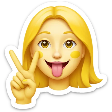 Smiley sticking his toung out with a peace sticker