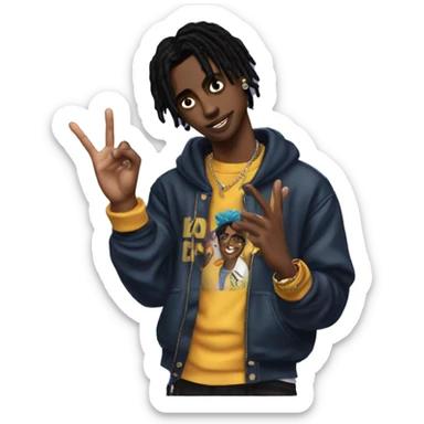 playboi carti with yvl hand sign sticker