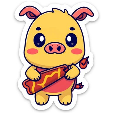 winking Stitch holding a bacon strip sticker
