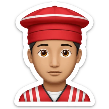 man wearing a Nepali Dhaka topi with stripes and design on it and it should be in red colour sticker