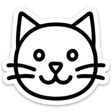 cat face icon, outlined, friendly expression, modern icon style sticker