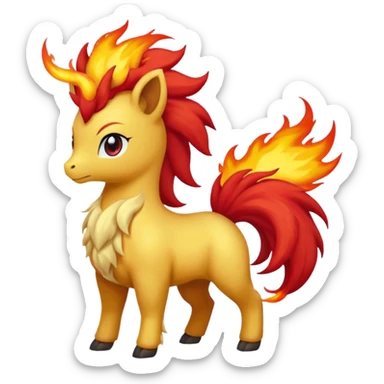 Tponyta pokemon (yellow body, red flaming mane, red flaming tail) NO HORN
 sticker