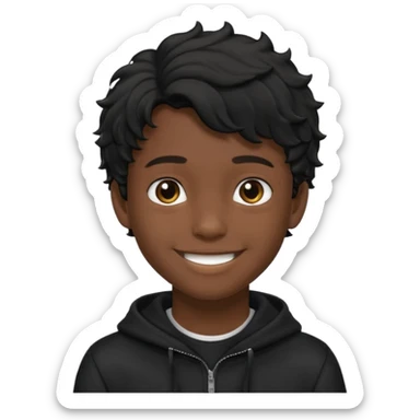 Menino de 15 anos de cabelo ondulado preto e de roupa preta sticker