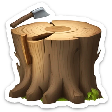 Tree stump with an axe cleaved in  it  sticker