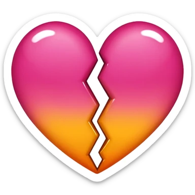 Bright yellow to orange to dark pink double gradient double heart sticker