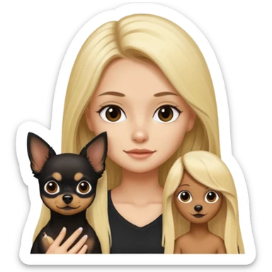 Chico pelo largo rubio.chica pelo largo negro y chihuahua negro  sticker