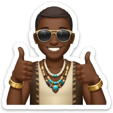 Black tribal man wearing sunglasses smiling thumbs up sticker