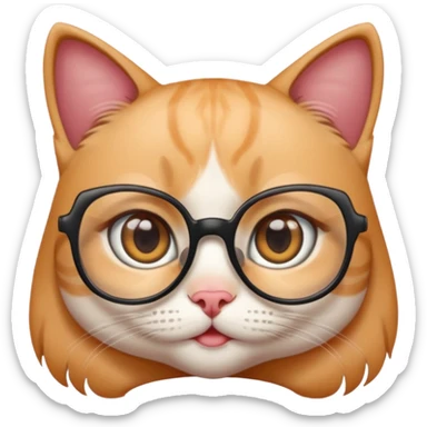 cute girl cat with really big, super thin-framed glasses sticker