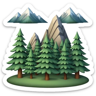 forest and mountains with fir trees sticker